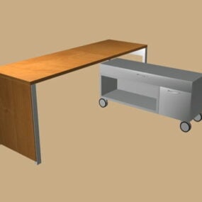 कैबिनेट 3डी मॉडल के साथ आधुनिक कार्यालय टेबल