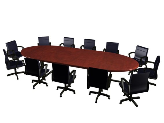 Современный овальный деревянный конференц-стол и стулья