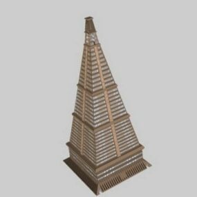 Modelo 3d del edificio piramidal moderno