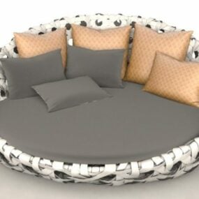 Canapé de sol moderne en rotin modèle 3D