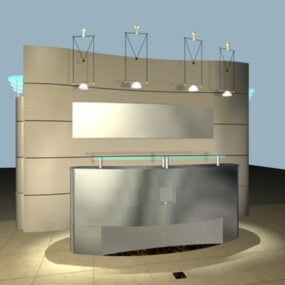 Modern Reception Counter With Background 3d model