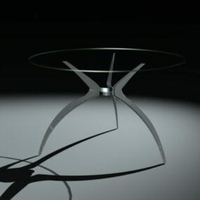 Table à manger ronde moderne en verre modèle 3D
