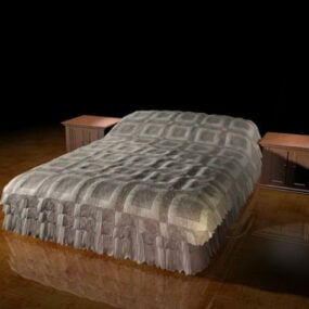 Modern zacht bed met nachtkastjes 3D-model