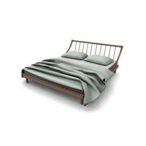 Modern-style Platform Bed With Headboard 3d model