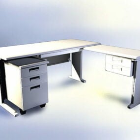 Modern White Office Desk 3d model