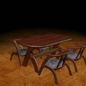 Modern Wood Dining Furniture 3d model