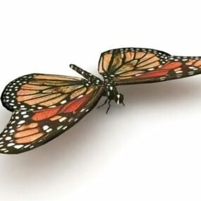Modelo 3d animal borboleta monarca