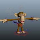 Monkey Cartoon Character Rigged