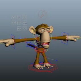Karakter Kartun Monyet Rigged
