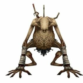 Modello 3d del personaggio scheletro zombi mostro