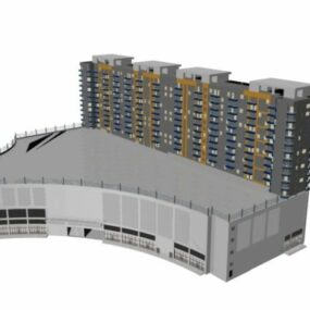 民間用の複数階建ての建物3Dモデル