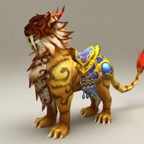 Mythical Yellow Lion 3d model