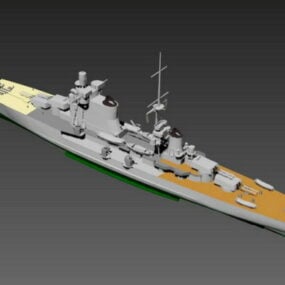 Model 3d Kapal Destroyer Angkatan Laut