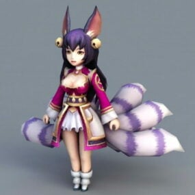 3D model anime dívky s devíti ocasem Fox Spirit