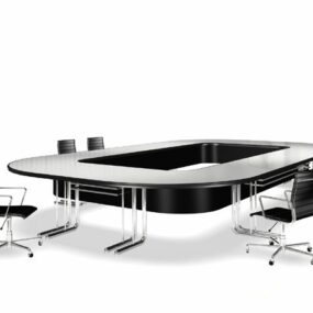 ओ आकार की कॉन्फ्रेंस टेबल और कुर्सियां ​​3डी मॉडल