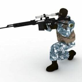 士兵与步枪字符 3d model