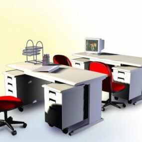कार्यालय कंप्यूटर डेस्क फर्नीचर 3डी मॉडल