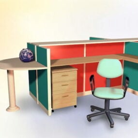 Office Cubicle Desk And Chair 3d model