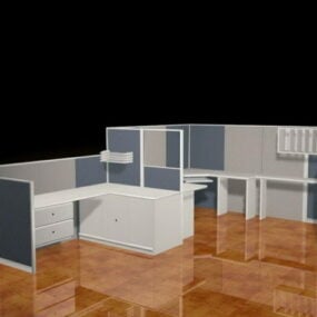 Ensemble de postes de travail de cabine de mobilier de bureau modèle 3D