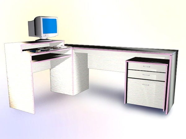 Office Desk With Computer Free 3d Model Dxf Max Vray