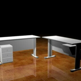Office Desks With Cabinet 3d model