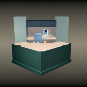 Office Front Desk Furniture 3d model