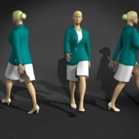 Office Lade In Uniformer Suit Character 3d-model
