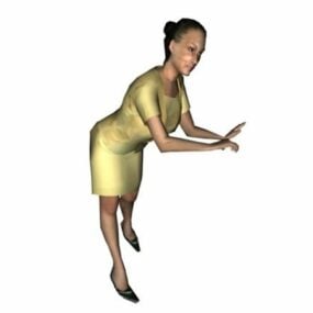 Karakter Ofis Bayanı Eğiliyor 3D model