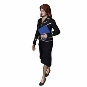 Character Office Lady Holding Documents 3d model