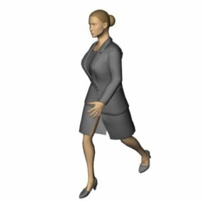 Character Office Lady In Suit Jacket 3d model