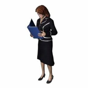 Character Office Lady Reading Documents 3d model