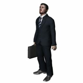 Hombre de oficina de personaje con maletín modelo 3d