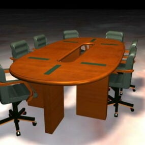 Mesa de reunião de escritório e cadeiras modelo 3d