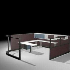 מחיצה משרדית עם שולחן עבודה בצורת U דגם תלת מימד
