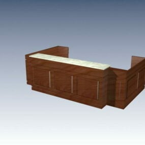 Wood Office Reception Table 3d model