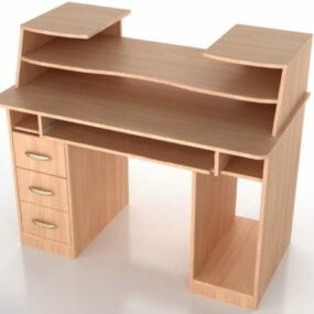 Escritorio de madera para personal de oficina modelo 3d