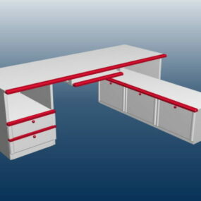 Office Table With File Cabinet 3d model