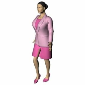 3д модель персонажа офисной женщины в юбочном костюме