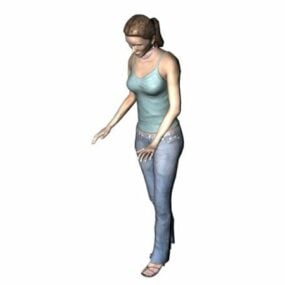 3д модель персонажа офисной женщины в ремне спагетти