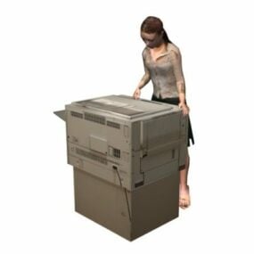 Character Office Woman Use Copier 3d model