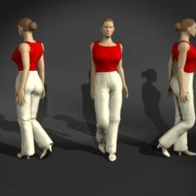 نموذج ثلاثي الأبعاد لامرأة المكتب وهي تمشي