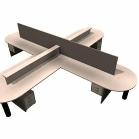 Two Person Office Cubicle 3d model