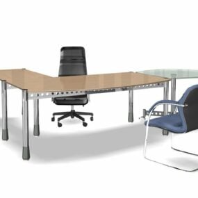 Conjuntos de mesa para espaço de trabalho de escritório Modelo 3D