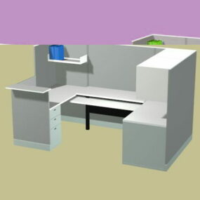 办公室工作站3d模型