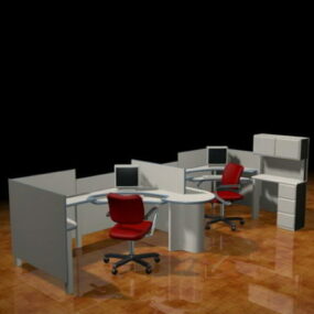 Cabines de poste de travail de bureau modèle 3D