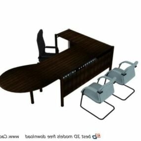 オフィス家具ワークステーションのテーブルと椅子3Dモデル