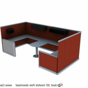 Poste de travail de mobilier de bureau avec cloison de séparation modèle 3D