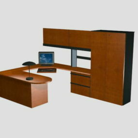 Büroarbeitsplatz mit Oberschränken 3D-Modell