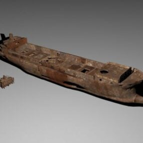3д модель затонувшей старой лодки