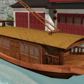Model 3D starej chińskiej łodzi